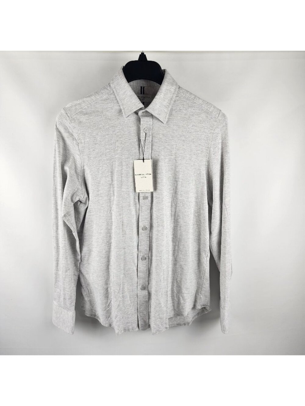 Report Collection Men Medium Gray Lux Knit 4-Way Stretch L/S Button Up NWT